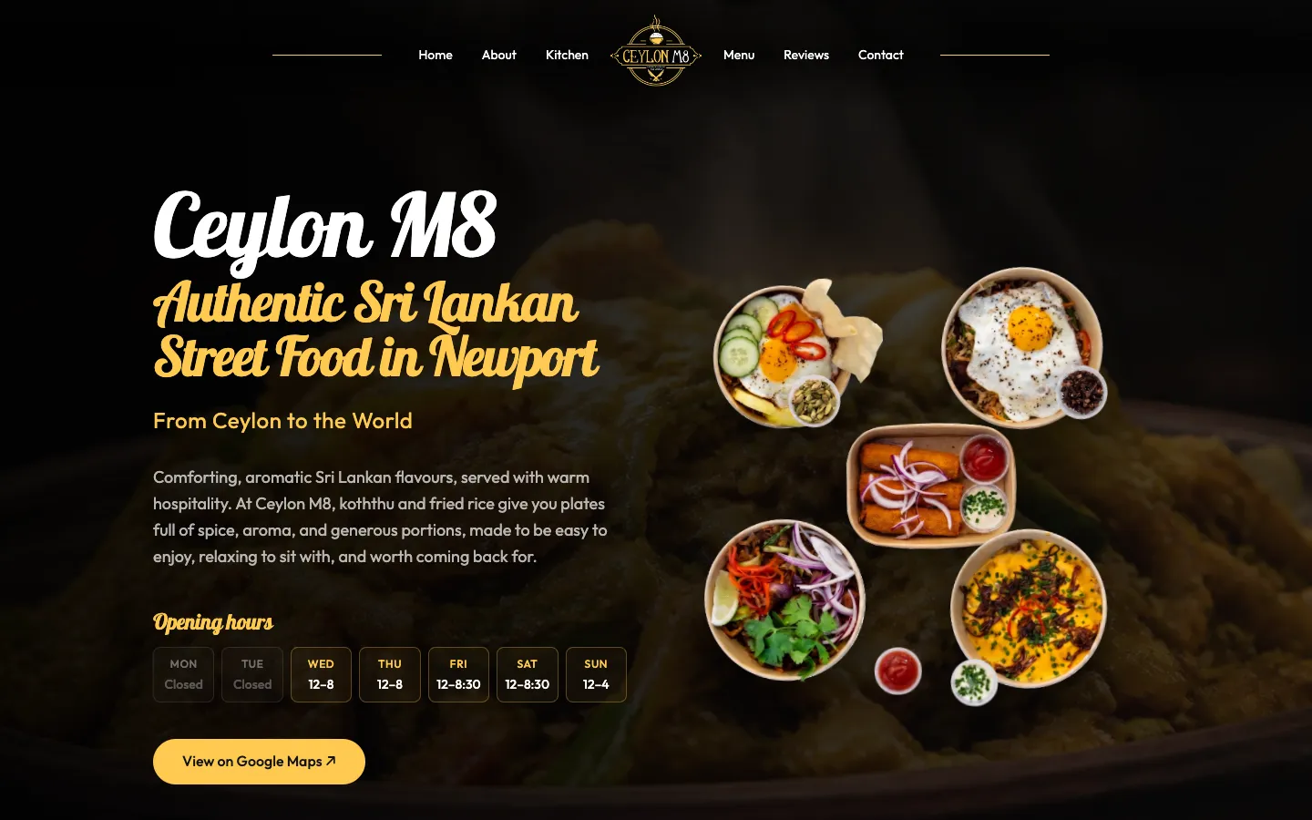Ceylon M8 website homepage on desktop