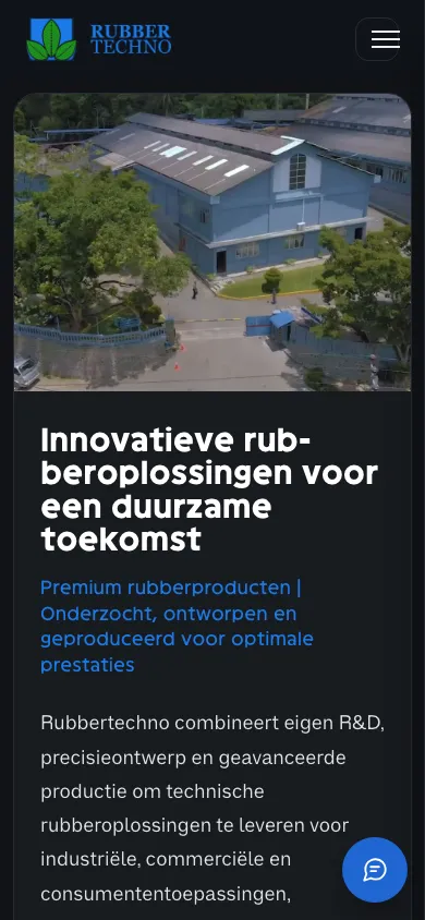Rubbertechno website homepage on mobile